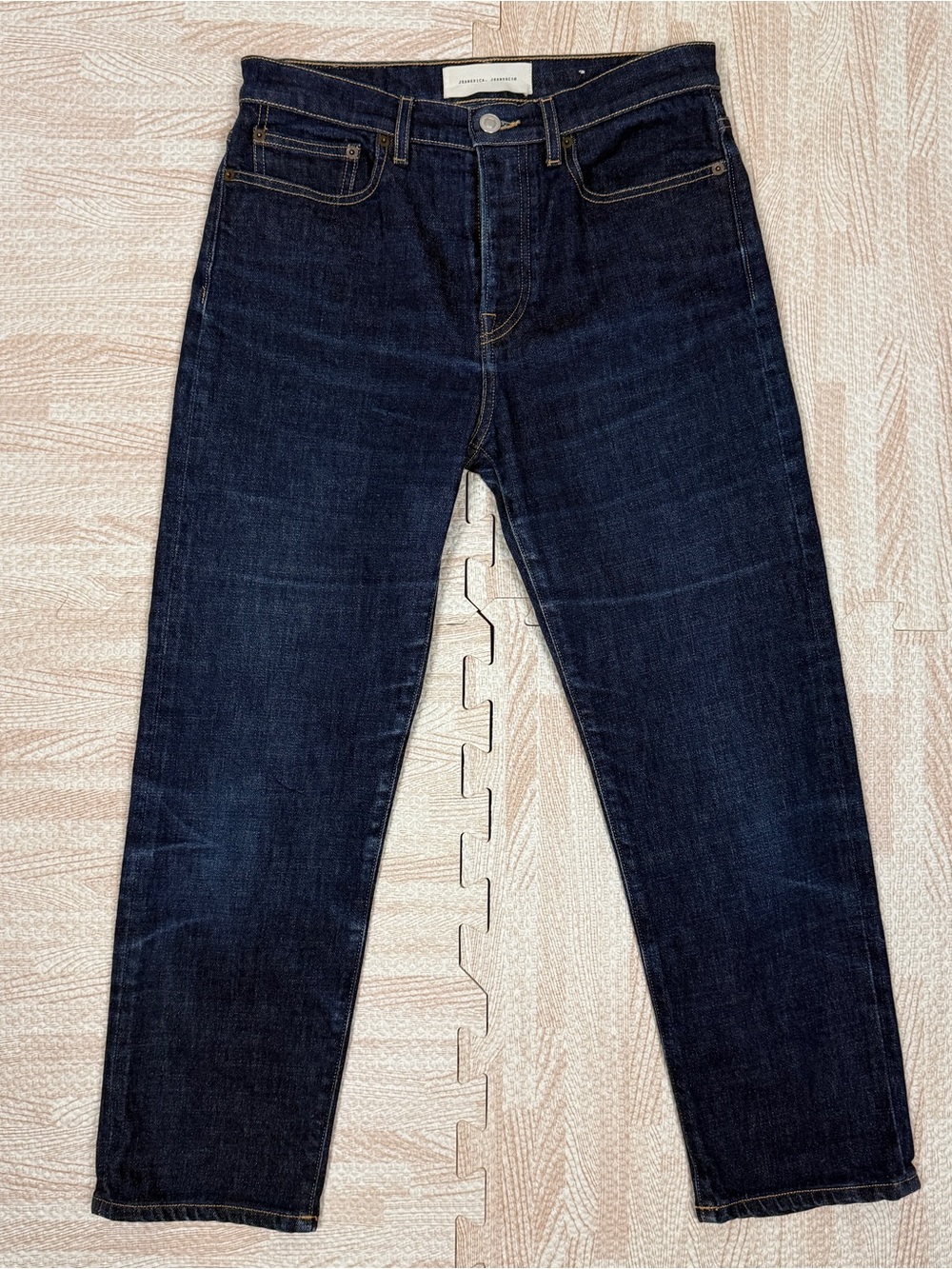 Jeanerica CW002 Classic Crop High Rise Button Fly Jeans In Rinse Blue Size 29